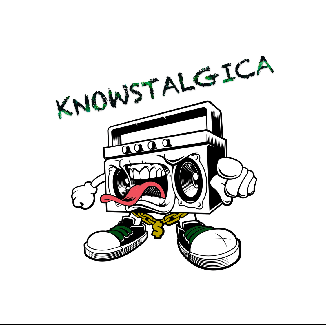 Knowstalgica boombox character logo